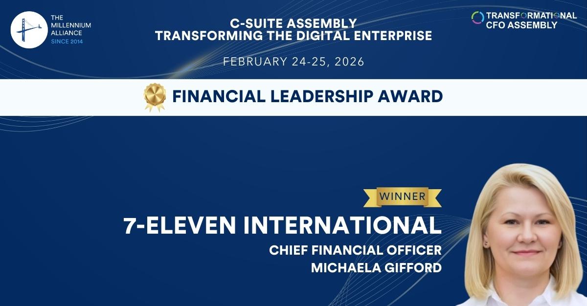 Michaela Gifford, CFO at 7-Eleven International, Recognized with the Financial Leadership Award!