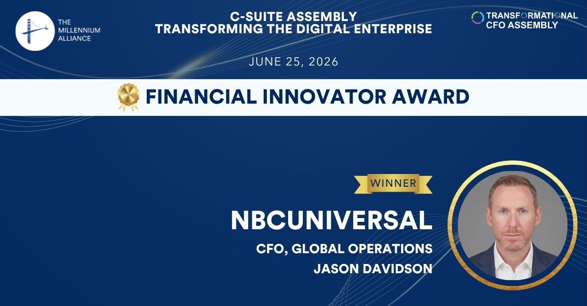 Jason Davidson, CFO, Global Operations at NBCUniversal, Recognized with the Financial Innovator Award!