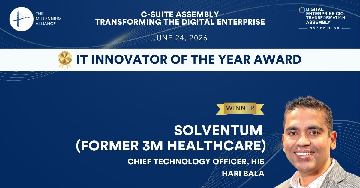 Hari Bala, Chief Technology Officer, HIS at Solventum, Recognized with the IT Innovator of the Year Award!