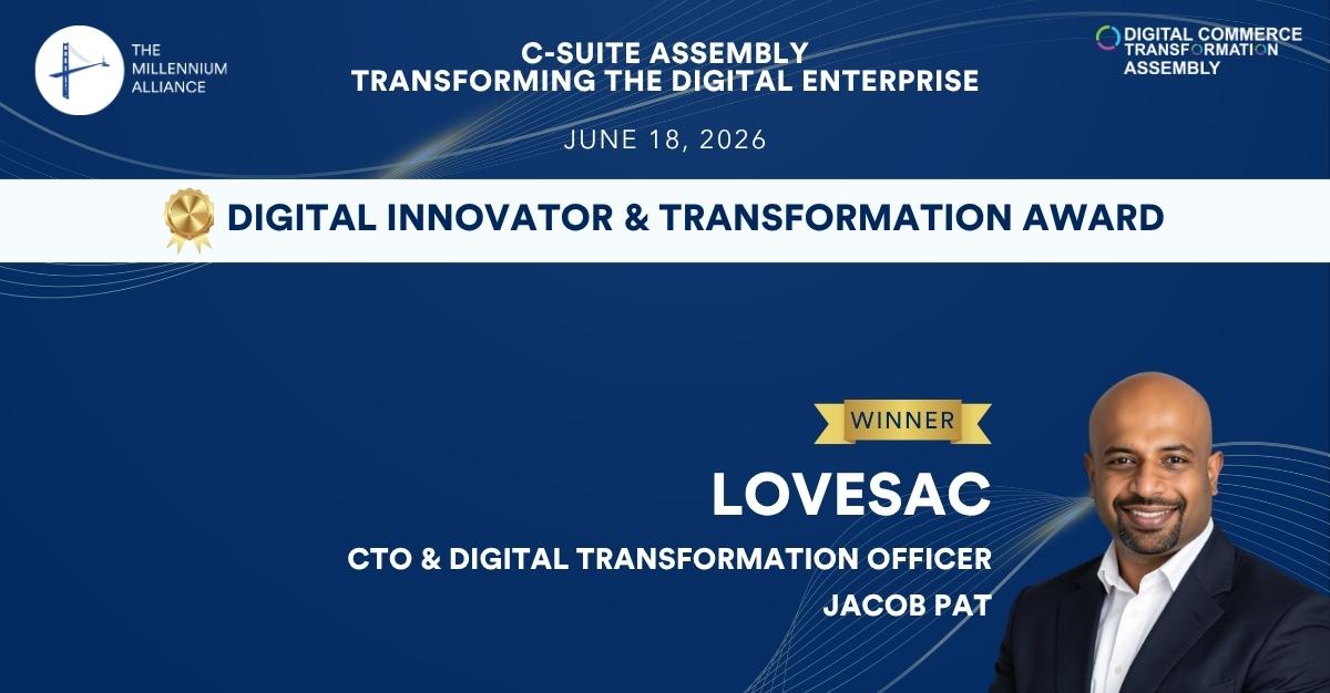 Jacob Pat, CTO & Digital Transformation Officer at Lovesac, Recognized with the Digital Innovator & Transformation Award!