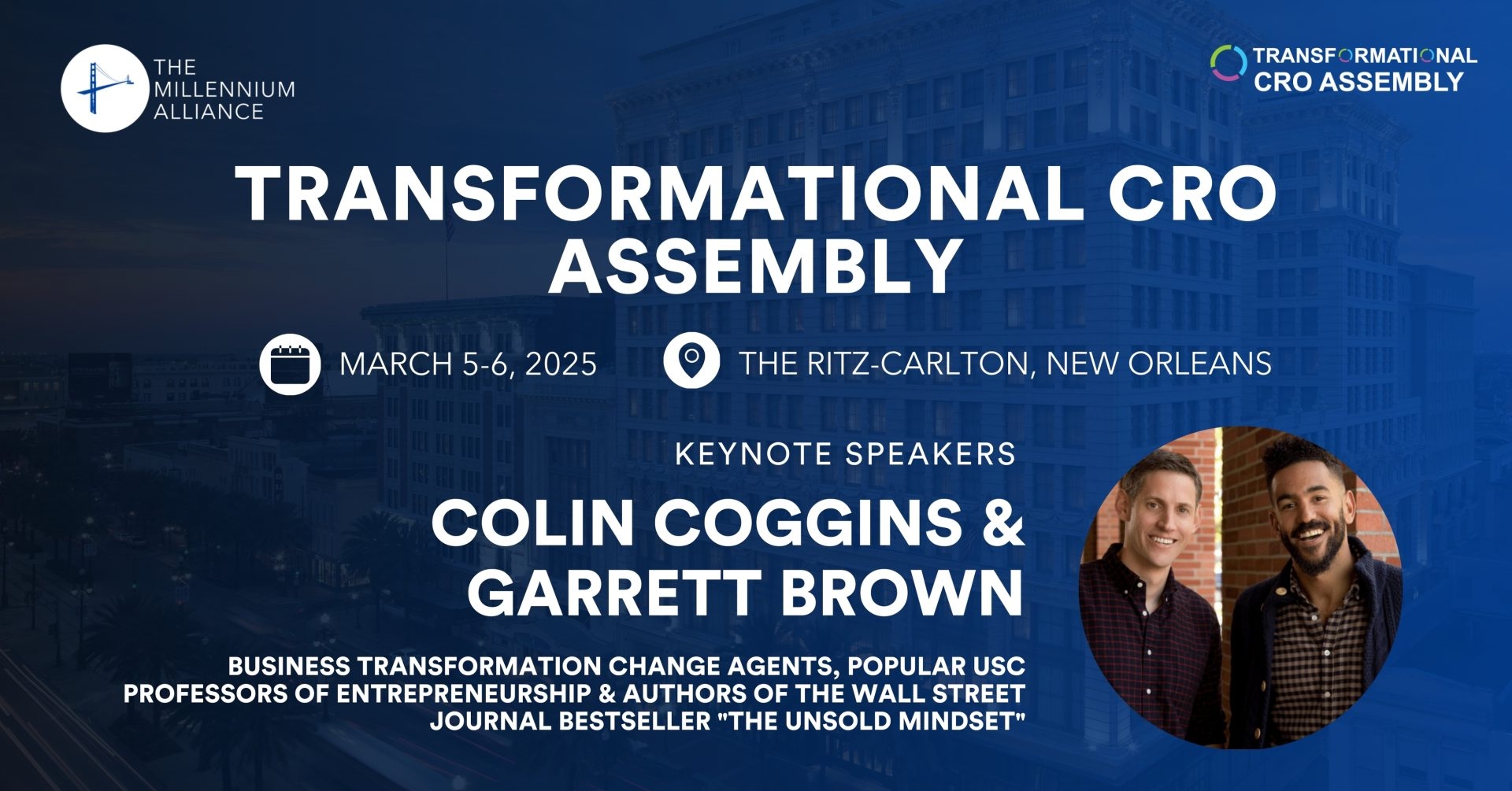 Colin Coggins & Garrett Brown Keynotes Our Transformational CRO Assembly on March 5-6 in New Orleans!