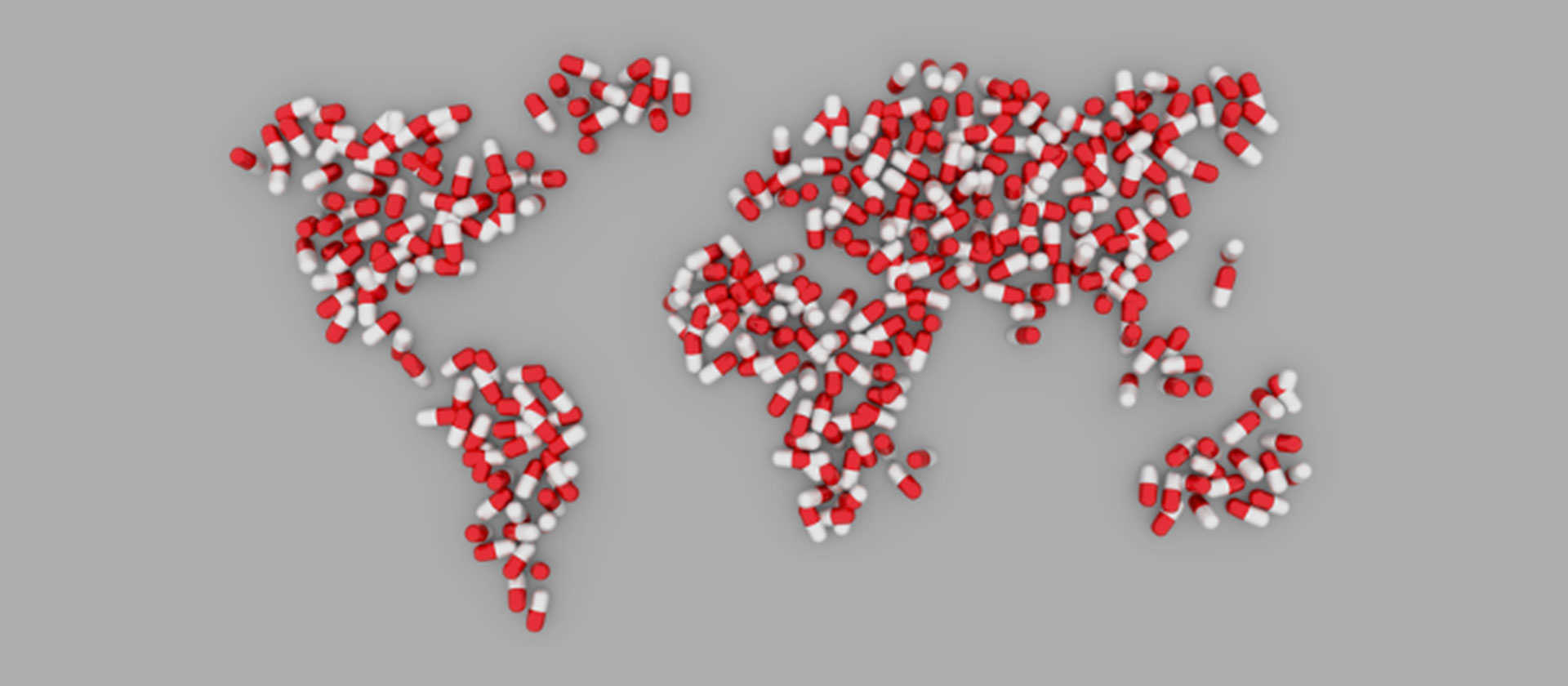 World map made of pills
