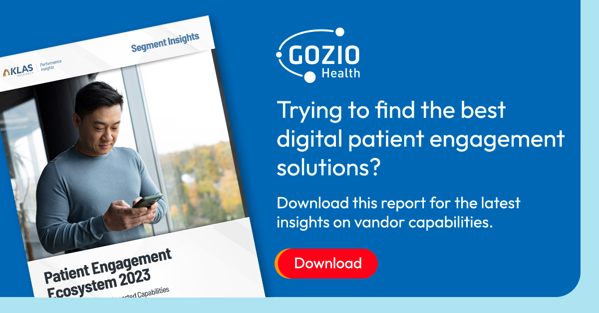 KLAS Research Patient Engagement Ecosystem Report 2023 with Gozio Health